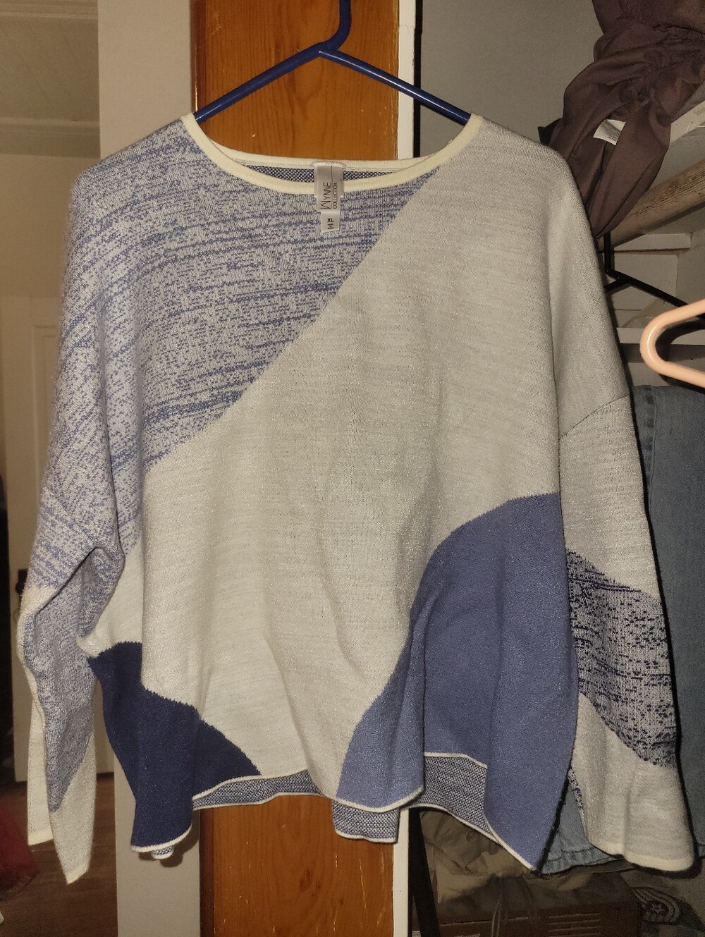 Women's Blue and Cream Sweater